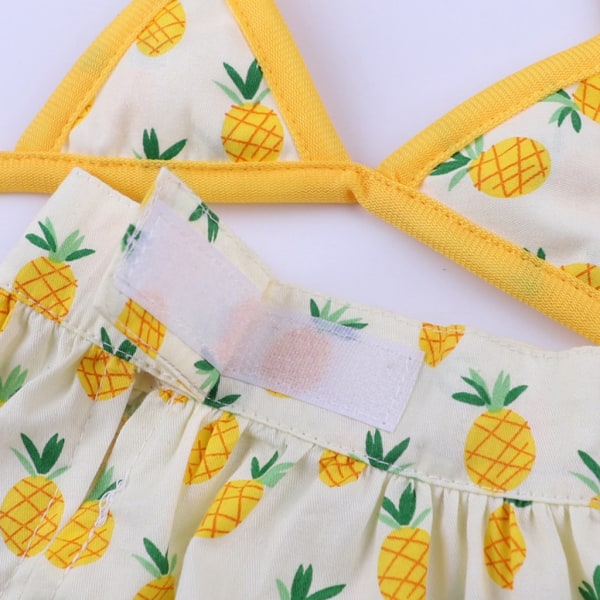 Husdjurshundar Bikinis Sommarbadkläder för små hundar Print Valpbadkläder Modefestdräkt Baddräkt för Bichons Pineapple S