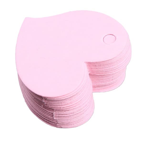 50 stk. blanke papirkort med hul hjerte note visitkort dobbeltsidet til gør-det-selv Pink
