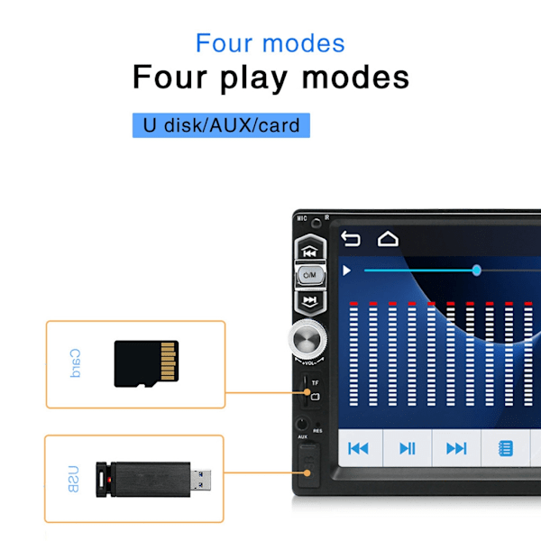 Auto Audio System Bilradioafspiller LCD Bluetooth Audio & Håndfri Opkald