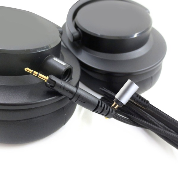 Premiumljudkabel med inbyggd mikrofon - för ATH M50X M40X M70X - trasselfri flätad sladd för klart ljud Handsfree-samtal