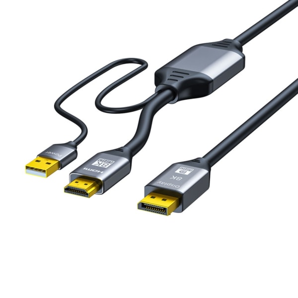 8K30hz HDMI-kompatibel till DisplayPort Adapter Kabel USB -driven för högkvalitativ videokonvertering Anslutning eller sladd 1m
