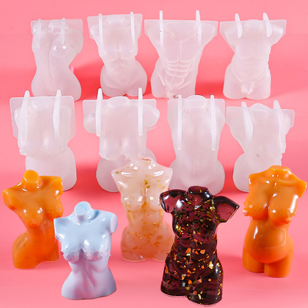 3D Manlig Kvinnlig Kropp Ljus Gjutform UV Kristall Epoxiharts Form 5