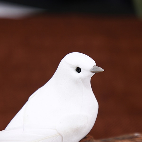 12 st konstgjorda duvor med klämma Fake Long Tail Doves Skumfjäder Vita fåglar Kardinalprydnad för julgran