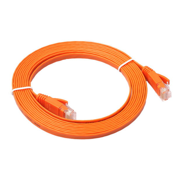 Ethernet CAT6 Internetnätverk Platt Svart Kabelsladd Patch RJ45 för PC-router Orange 15m