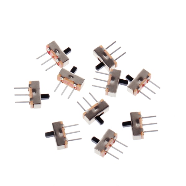 10 kpl 2-asentoinen On/Off SPDT 1P2T 3-nastainen PCB-paneelin mini pystysuuntainen liukukytkin SS