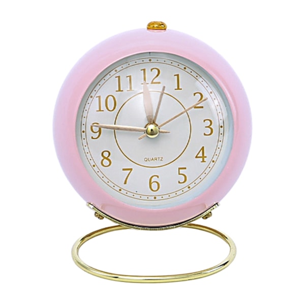 Tyst analog väckarklocka Icke tickande skonsam väckarklocka med lätt batteridriven Enkel design för sängen i sovrummet Pink