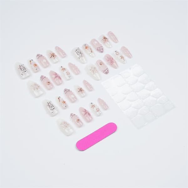 Pink Gradient Bærbart Neglekunstsæt med Havtema 3D-stil til DIY-brug