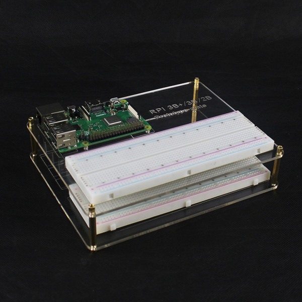 Raspberry Pi 4B / 3B + / 3B Monteringsplatta Prototyp Experimentplatta Akrylskiva + MB-102 800 Point Breadboard + 65st A