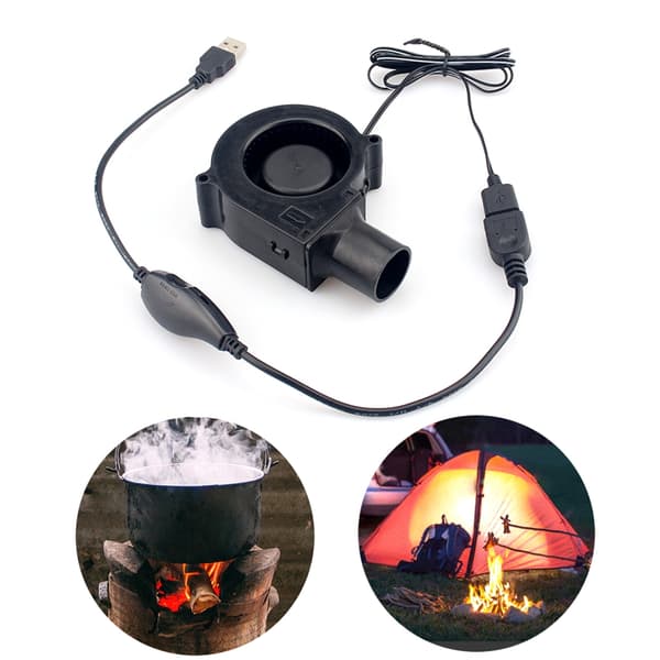 7530 5V USB Bærbar BBQ-blæser til picnic camping luftturboblæser justerbar hastighed