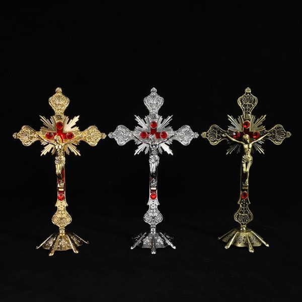 Krucifix för kors Religiös vägg för kors Stående Jesus Kristus för kors för hem Kapell Kyrka Bordsdekoration C null - 3