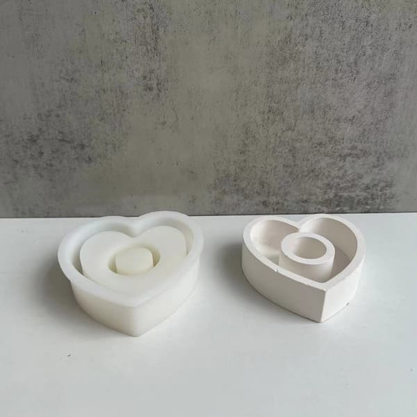 3D Kjærlighetshjerte Aromaterapi Lysestake Silikonform DIY Lysestake Håndverk L