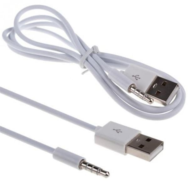 USB Audio Synkroniseringsledning Opladerkabel Til Musikafspillere Hvid 1M Længde
