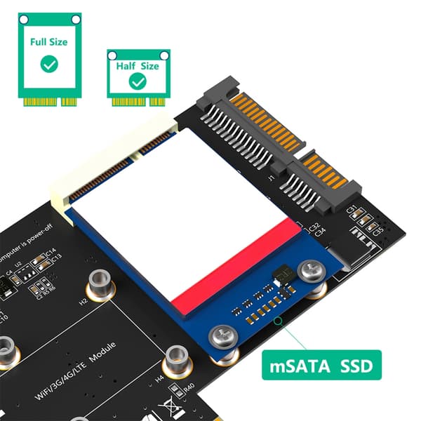 Mini PCIE til Mini PCIE til PCIE 1x og MSATA SATA3 Konverter Adapterkort