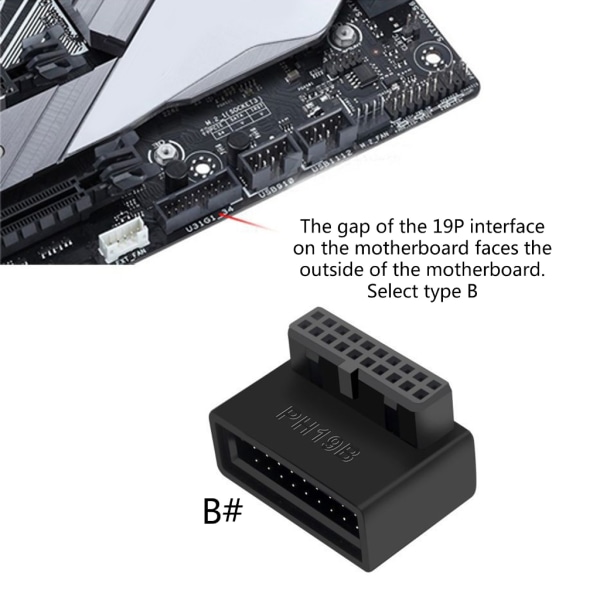 Dator Moderkort Header Adapter USB 3.0 19P/20P 90 Degree L rätvinkel Desktop Converter Moderkort Converter A