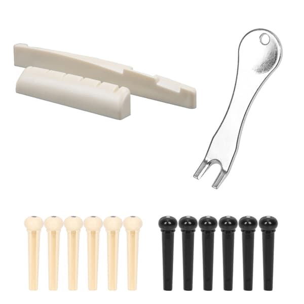 15 st Akustisk Gitarr Stallpinnar Dragare Borttagare Extraheringsverktyg med Gitarr Sadel Ben & 12 st Gitarr Stallpinne