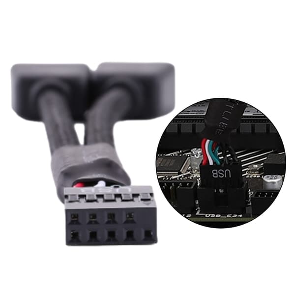 9Pin USB Header Hun 1 til 2 Han Forlængerkabel Kort Desktop 9-Pin USB HUB