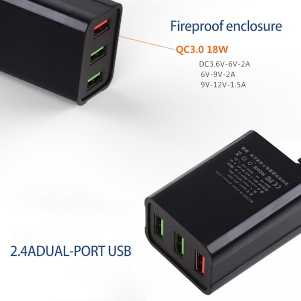 Omvandlare batteriklämma 12V-24V QC3.0 USB -laddare Power 3 portar Shunt automatiskt laddning för Android