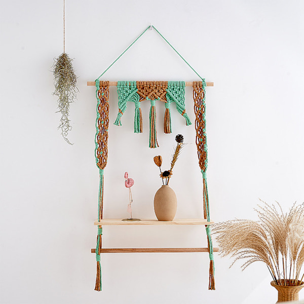 Macrame Vägghängande Hylla Boho Vägghyllor Fönster Växthylla Inomhus Heminredning för vän Tjej Födelsedagspresent