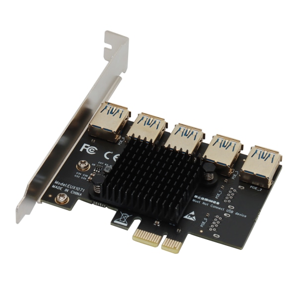 PCIe Converter PCI för Express Multiplier Riser Card PCI-E 1 till 5 External 16X Slot USB 3.0 Adapter Card för Bitcoin Min