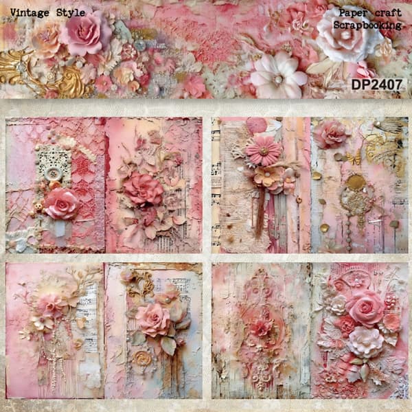 8 ark A 5 Dekorativt papper Scrapbook-papper Blommor Papper för fotoalbum