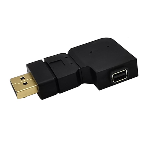 90 graders DisplayPort till Mini DisplayPort videokabeladapter DP hane till mini DP hona UPP/NER/VÄNSTER/HÖGER Vinklad Svart Right bend