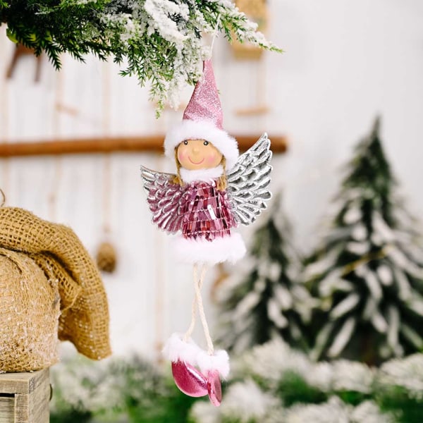 Julgransdekoration ängel för docka hänge bevingad ängel hängande prydnad Shine prydnad för sovrum öppen spis