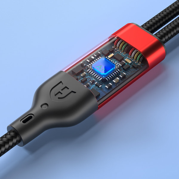 USB till Type-C+Micro USB Laddningskabel Nylon snabbladdarsladd 66W Type-C snabbladdningskablar 150cm/59.06in