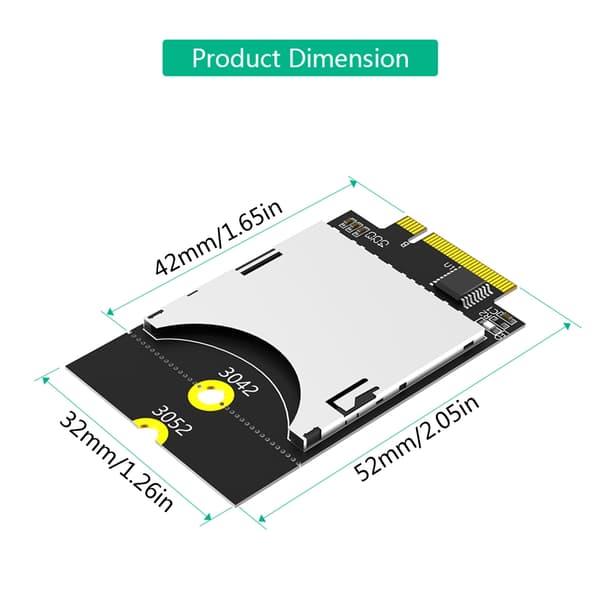 SDCard-konvertere til M.2 Key B USB-busadapter til computerforbindelse