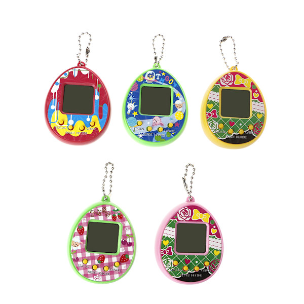 Elektronisk husdjursspelsmaskin Transparent rund form Virtuellt husdjur Pusselspel för Tamagotchi Nyckelring Födelsedagspresent till barn