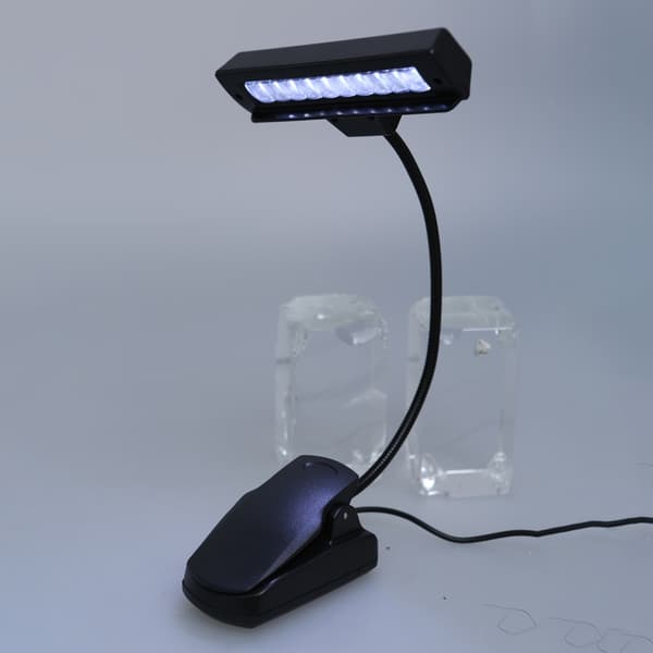 10 LED Klemmelampe til Læsning og Udendørs Brug USB/AA Batteri Mulighed