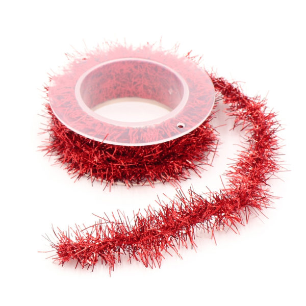 Christmas Tinsel Garland 4.92ft Long Glitter Tinsel Garland Wire Garland för julgransdekorationer Presentinslagning Red