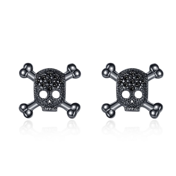 Europeisk och amerikansk Zircon Skull Halsband Kvinna Halloween Retro Punk Style Ins Örhängen Ring Set Tillbehör null - C earrings