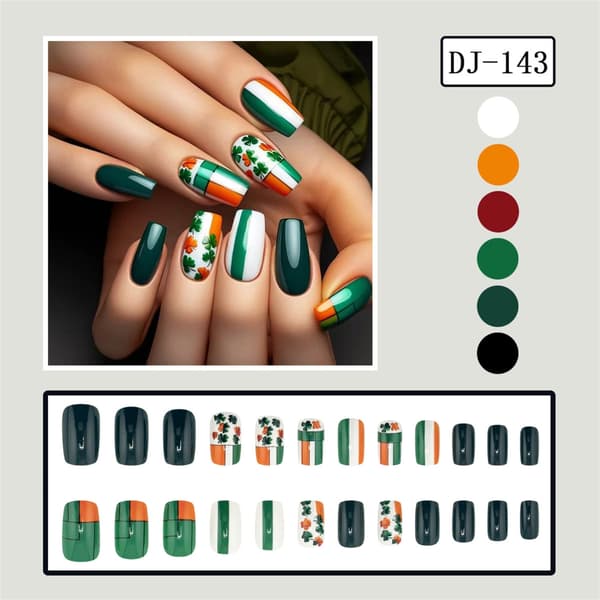 Medium Grøn Shamrock Tryk på Negle Patrick's Dag Manicure Kunst Tilbehør