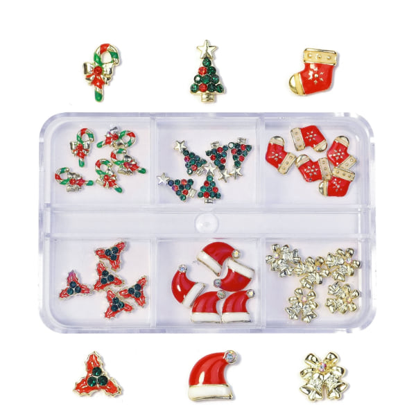 Jul Nagelberlocker Nagelkonst Legering Rhinestones Tillbehör Julserie Blandad Nagelkonst Dekor för DIY Naglar Ornament
