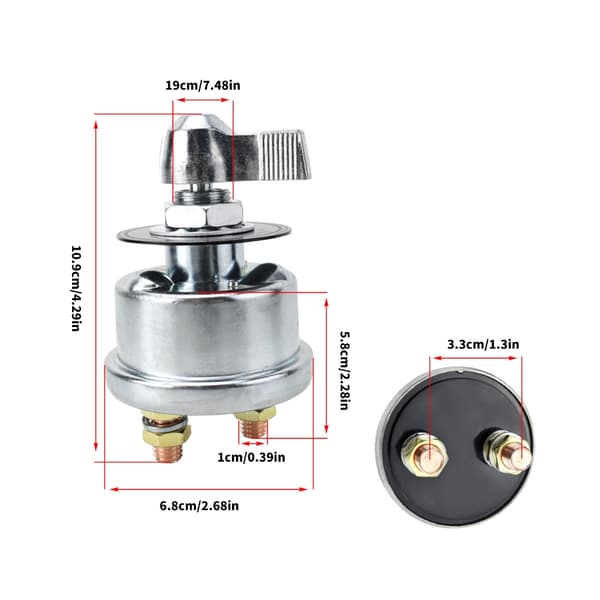 12-48V Strømbatteri Isolator Isolationskontakter Afbryd Strøm Red