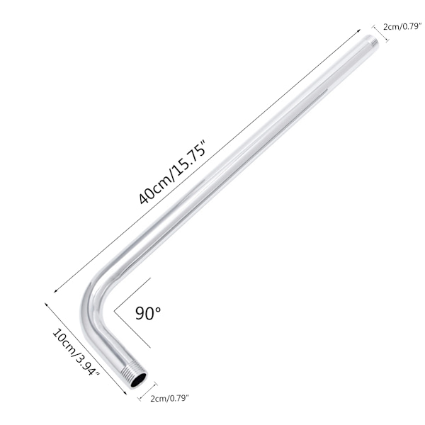 Gänga G1/2 Rostfritt stål Väggmonterat rör Regndusch för huvudarmsfäste Silver 40CM
