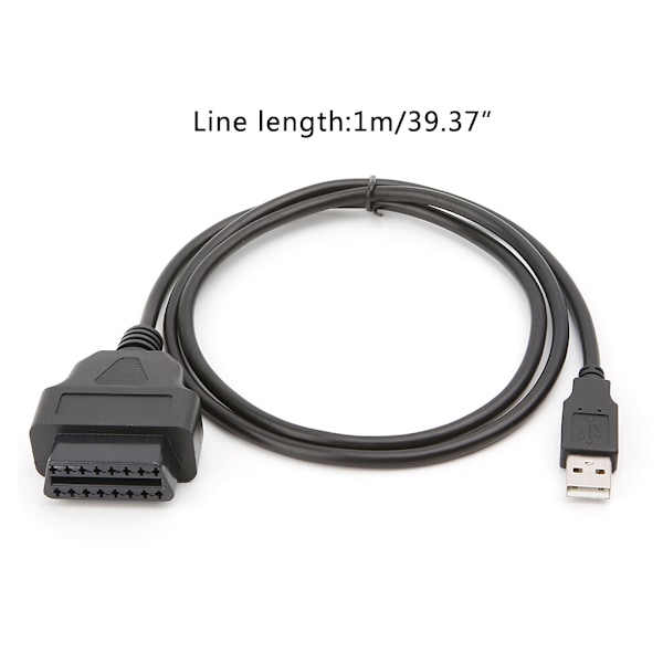 16-pin OBD2 til USB-port oplader adapter kabel stik diagnostisk værktøj