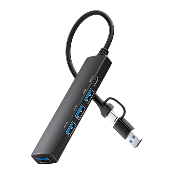USB C+USB -keskitin 5 porttiin 3xUSB2.0+1xUSB3.0+1xType C virta- ja dataportti PC:lle