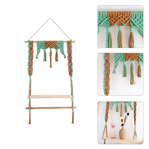 Macrame Vägghängande Hylla Boho Vägghyllor Fönster Växthylla Inomhus Heminredning för vän Tjej Födelsedagspresent