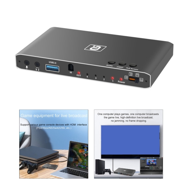 VG600 HDMI-kompatibelt 2.0 Video Capture Card USB3.0 4 in 1 Out Switcher Smidig ljudinspelning och sömlös switchbox UK