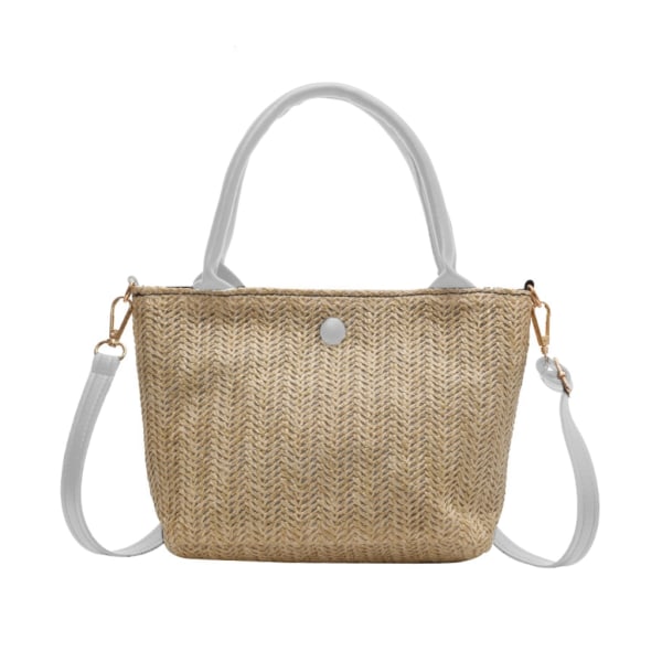 Kvinnor Halmaxelväska Stor kapacitet Crossbody-väska Handvävd handväska Trendig Messenger-väska Mode Sommar Beach-Bag White
