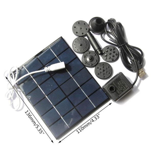 Solar Powered Bionic Water Fountains Pump 2W 6V Solar Powered Fountain Oxygenator Flytande Fontän Pump