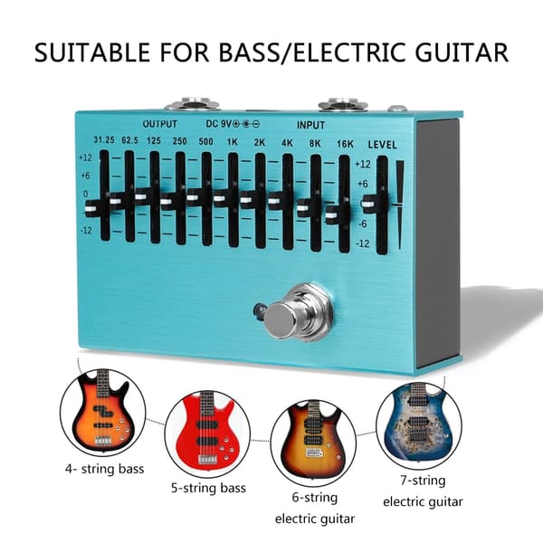 Liten 10-segment EQ gitar-effektboks Gitar-effekt frekvensjusterer
