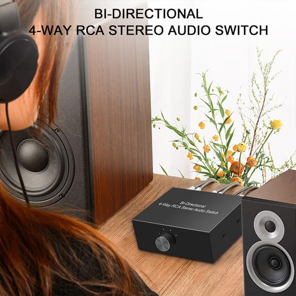 4-vägs RCA Stereo Dubbelriktade Switchar för DVD Stereo Högtalare CD-spelare