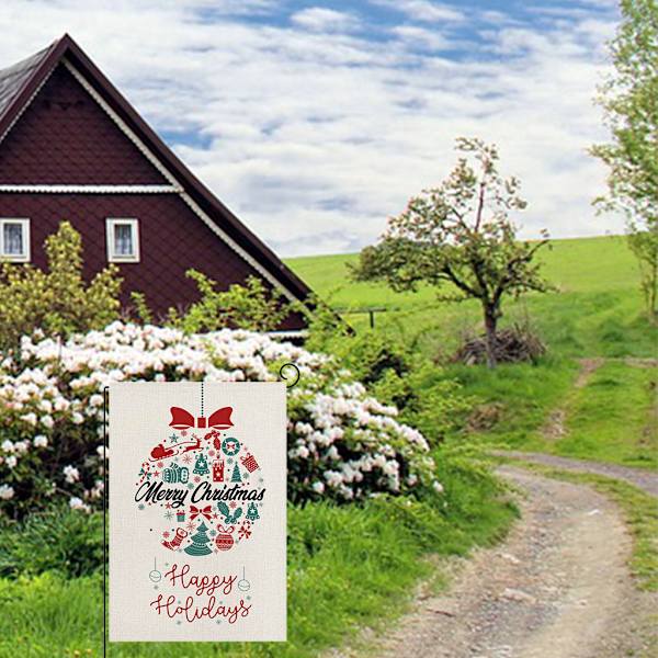 God Jul Trädgårdsflagga Glad helg Xmas Flaggor Dubbelsidigt print
