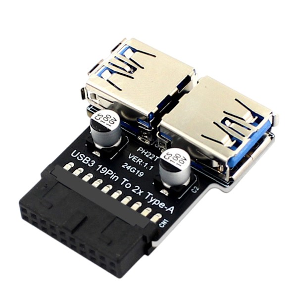 USB3.0 19/20Pin til Dobbelt USB3.0 Adapter til Computer Extender Header Slot