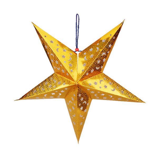 Star Paper Lykta Lampskärm Bröllopsfest Hem Xmas Hängande dekorationer 60cm Gold - Star