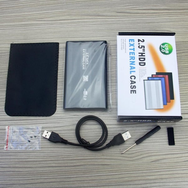 Aluminiumlegering 2,5 tum HDD- case USB2.0 till SATA-hårddiskhölje Adapter för 2,5-tums HDD SSD- case Blue