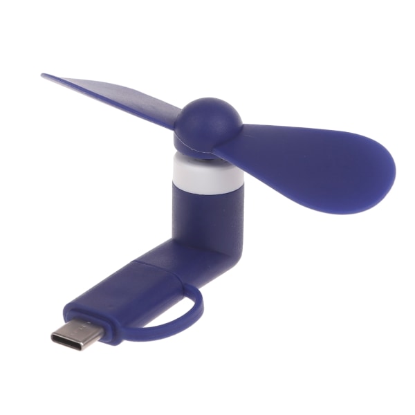 3 i 1 Bärbar Fläkt Typ C Micro USB Belysning Mobiltelefon Minikylare Resor för smartphone och surfplatta Blue