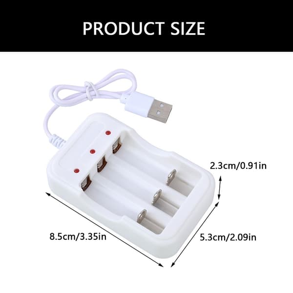 Letvægts 3-slots batteriopladeradapterbase til AA 3A genopladelige celler